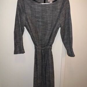 Gray Sheath Dress with Bateau Neckline and Dolman Sleeves